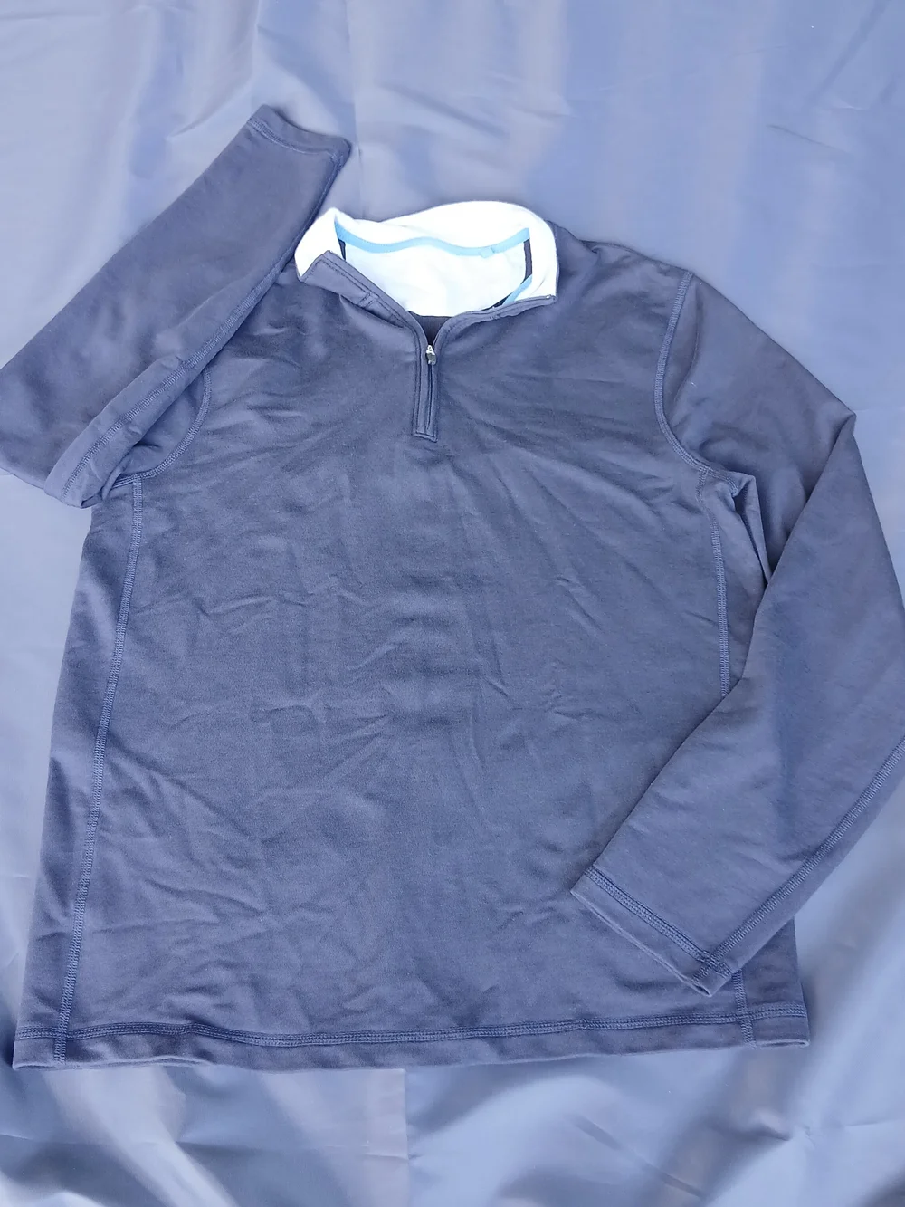 J. Crew Performance Quarter Zip Pullover Mens Small S Navy Blue Long Sleeve Logo